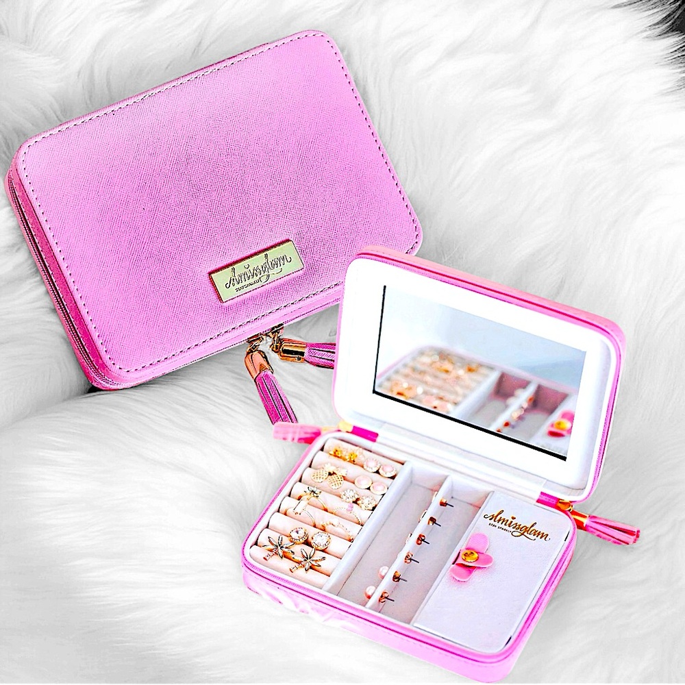 SLMiss Glam Baby Pink Zippered Jewelry Box